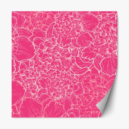 Repositionable sticker vibrant pink peony floral pattern • Wallissimo®