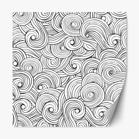 Repositionable sticker black and white swirl pattern • Wallissimo®