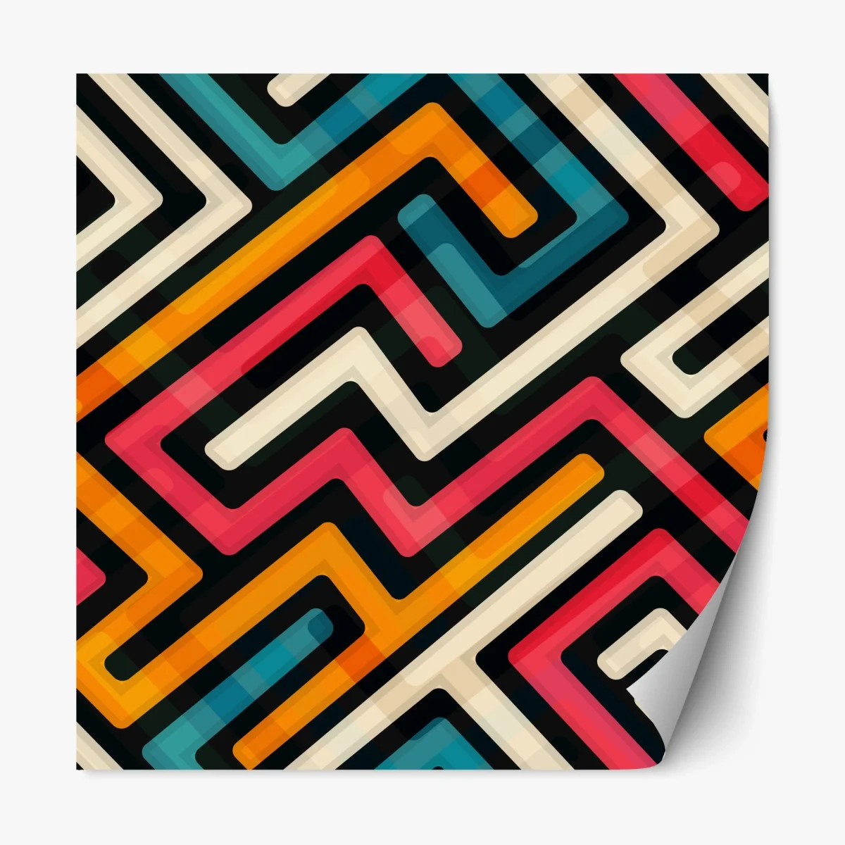 Repositionable sticker colorful geometric maze pattern • Wallissimo® Repositionable sticker colorful geometric maze pattern • Wallissimo®