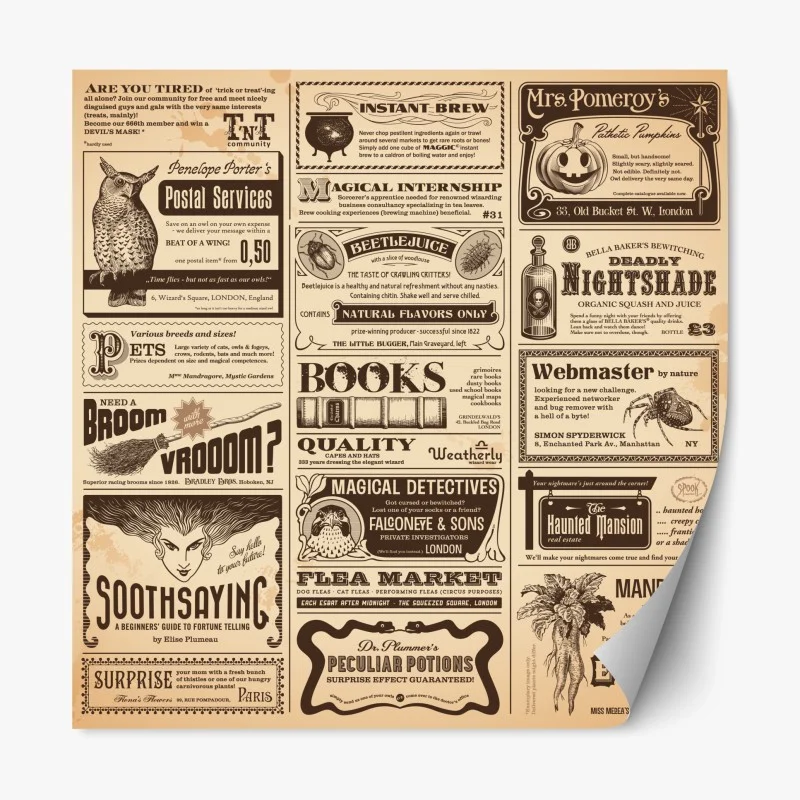 Repositionable sticker vintage magical ephemera collage