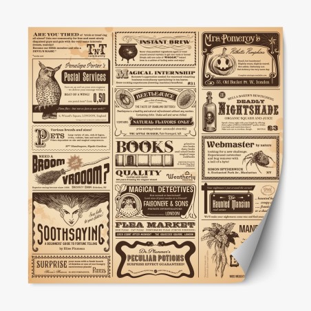 Repositionable sticker vintage magical ephemera collage • Wallissimo®