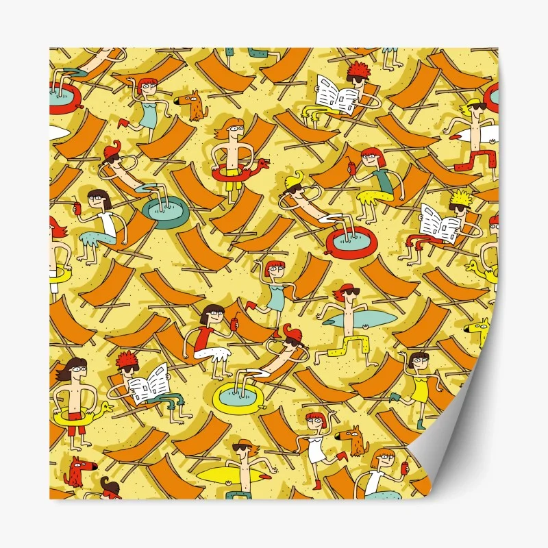 Repositionable sticker sunny beach day pattern