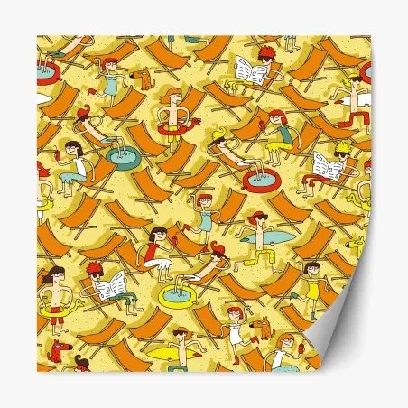 Repositionable sticker sunny beach day pattern • Wallissimo®