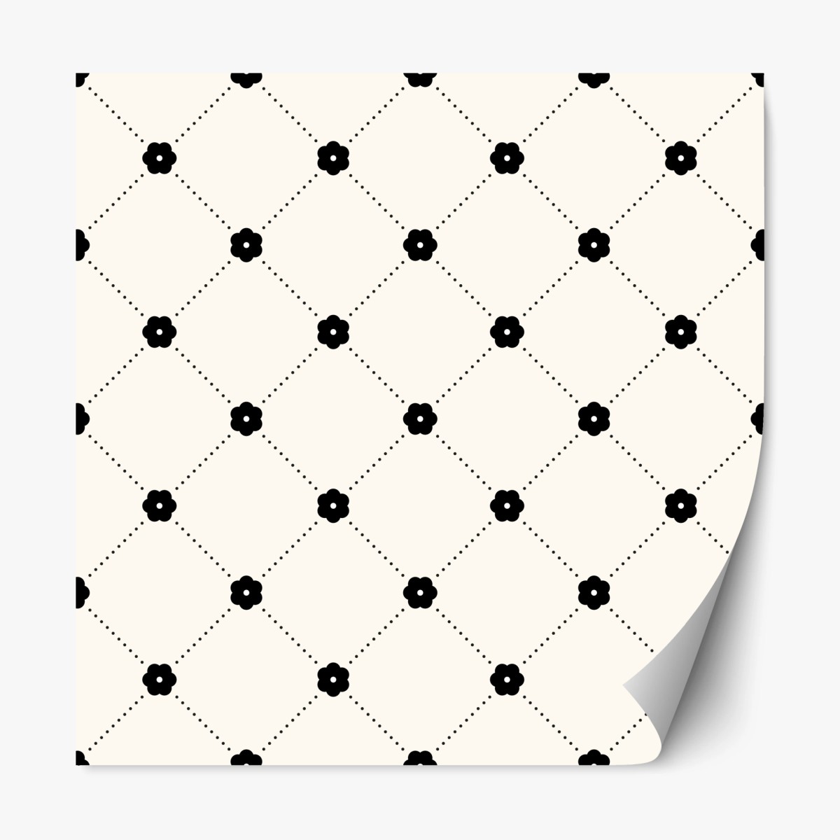 Repositionable sticker minimal black floral lattice pattern • Wallissimo®
