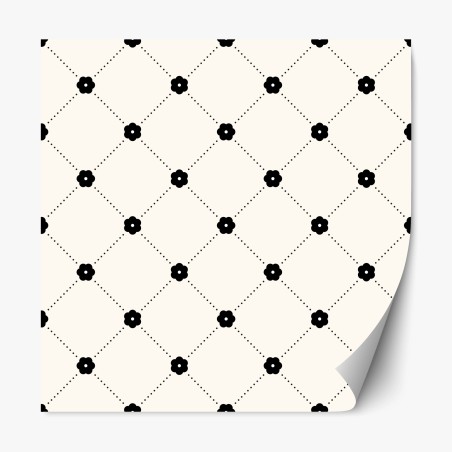 Repositionable sticker minimal black floral lattice pattern • Wallissimo®