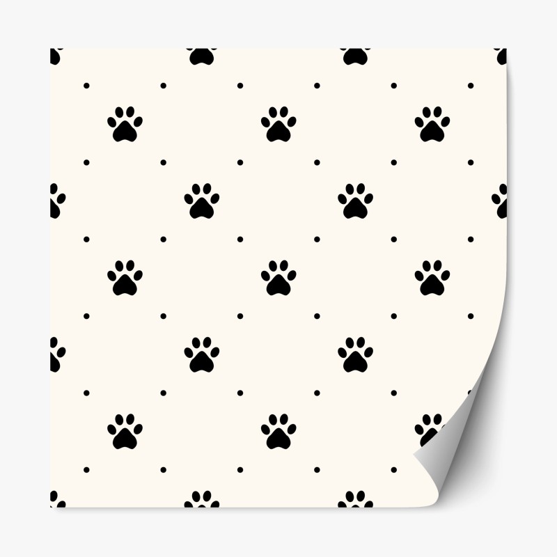 Repositionable sticker playful paw print pattern