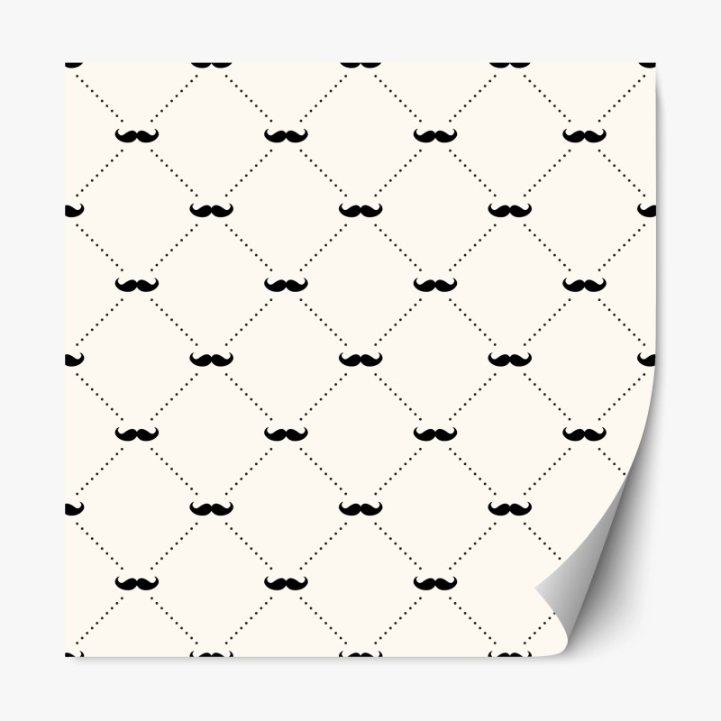 Repositionable sticker playful mustache pattern