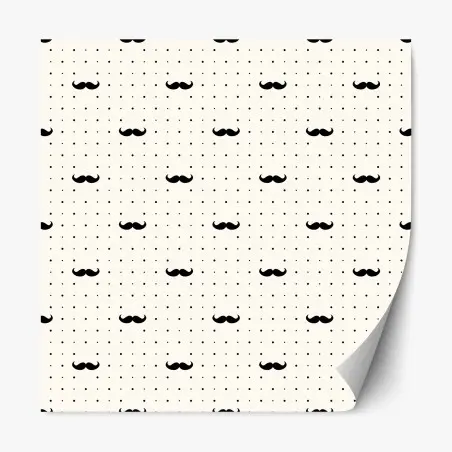 Repositionable sticker black mustache repeat pattern • Wallissimo®