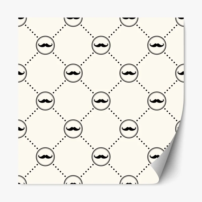 Repositionable sticker playful mustache repeat pattern