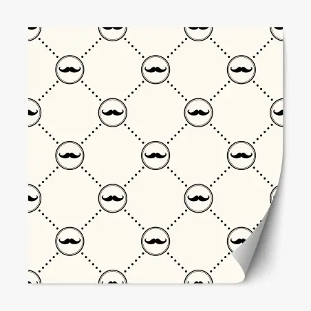 Repositionable sticker playful mustache repeat pattern • Wallissimo®