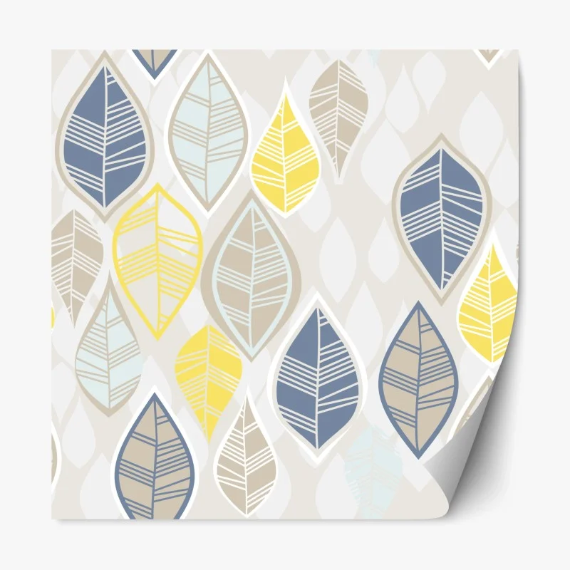 Repositionable sticker scandinavian leaf pattern in soft neutrals ⁕ Wallissimo®
