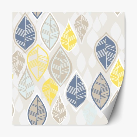 Repositionable sticker scandinavian leaf pattern in soft neutrals • Wallissimo®