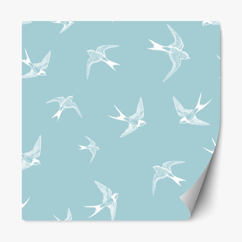 Repositionable sticker pastel swallows seamless pattern