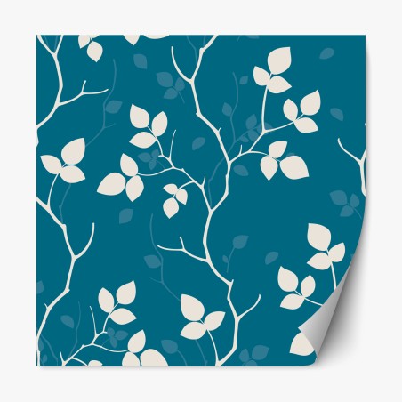 Repositionable sticker turquoise botanical leaf pattern • Wallissimo®