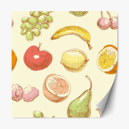 Repositionable sticker hand-drawn pastel fruit pattern • Wallissimo®