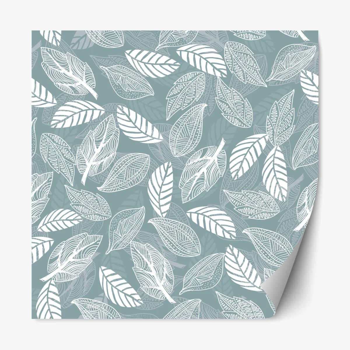 Repositionable sticker hand-drawn leaf pattern on teal background ⁕ Wallissimo® Repositionable sticker hand-drawn leaf pattern on teal background ⁕ Wallissimo®