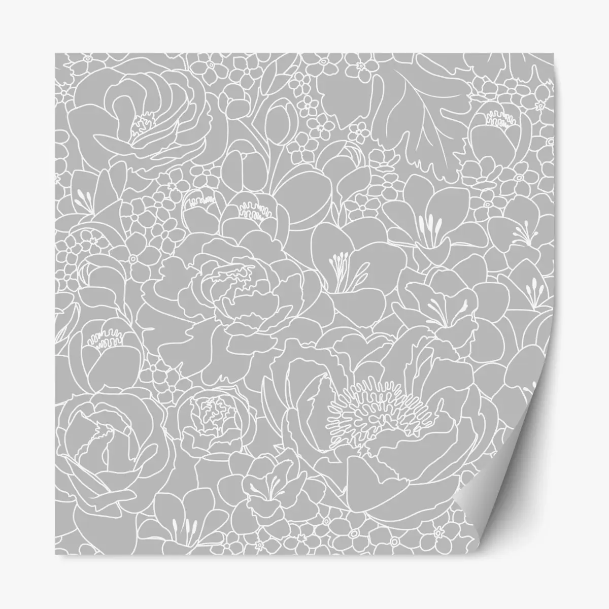 Repositionable sticker subtle gray floral line art • Wallissimo® Repositionable sticker subtle gray floral line art • Wallissimo®