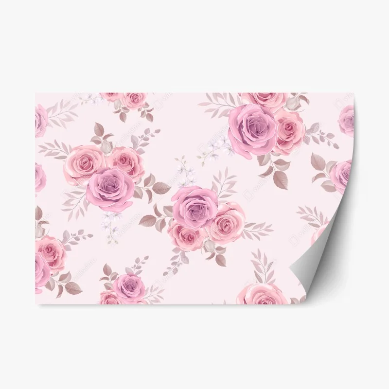 Repositionable sticker delicate pink rose floral pattern