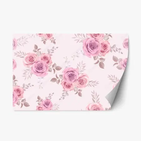 Repositionable sticker delicate pink rose floral pattern • Wallissimo®