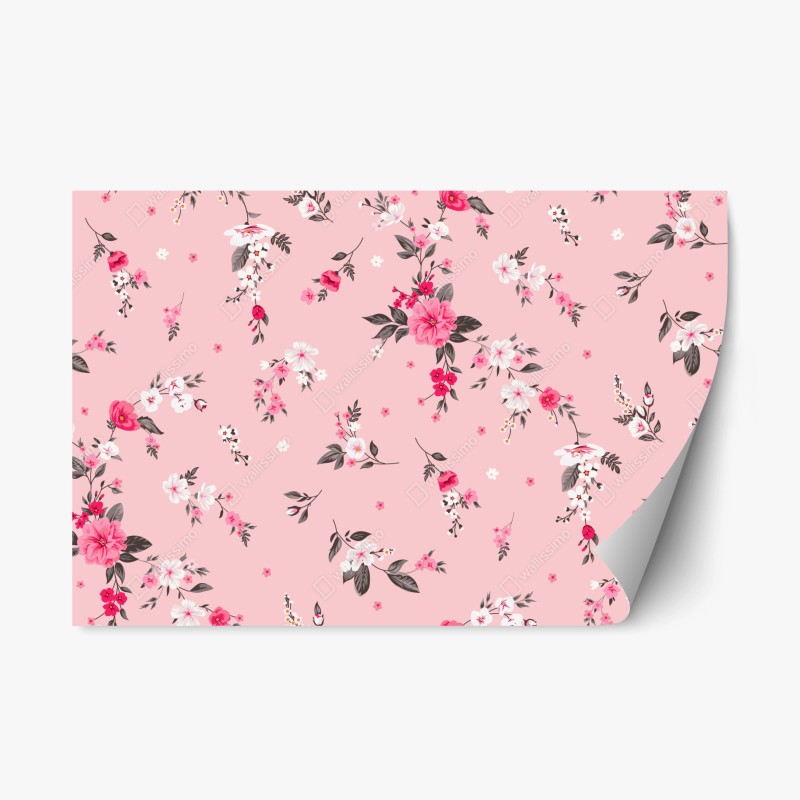 Repositionable sticker delicate pink floral pattern