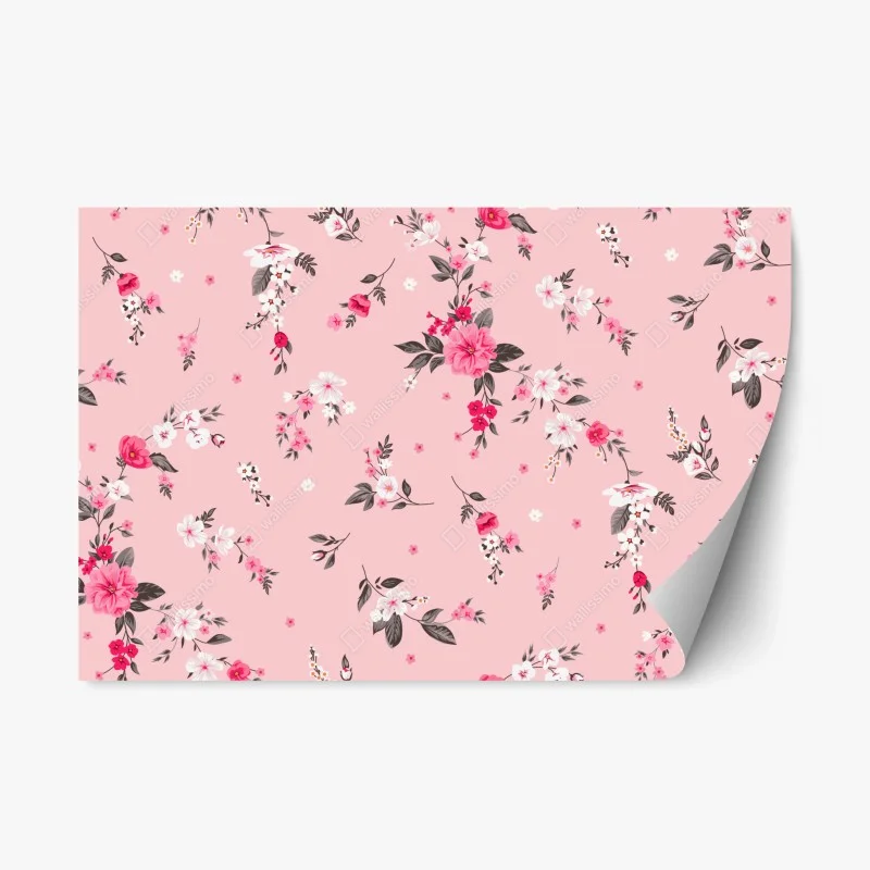 Repositionable sticker delicate pink floral pattern