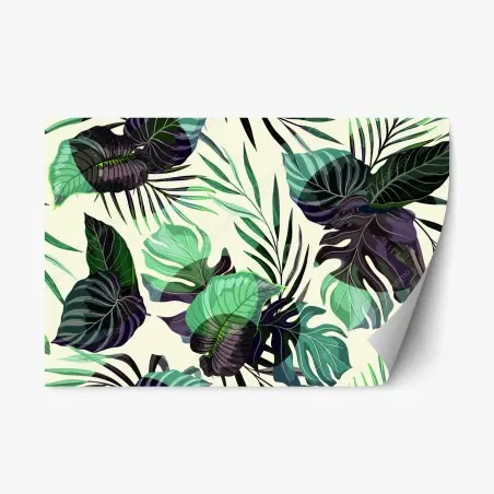 Repositionable sticker tropical leaf pattern in green tones • Wallissimo®