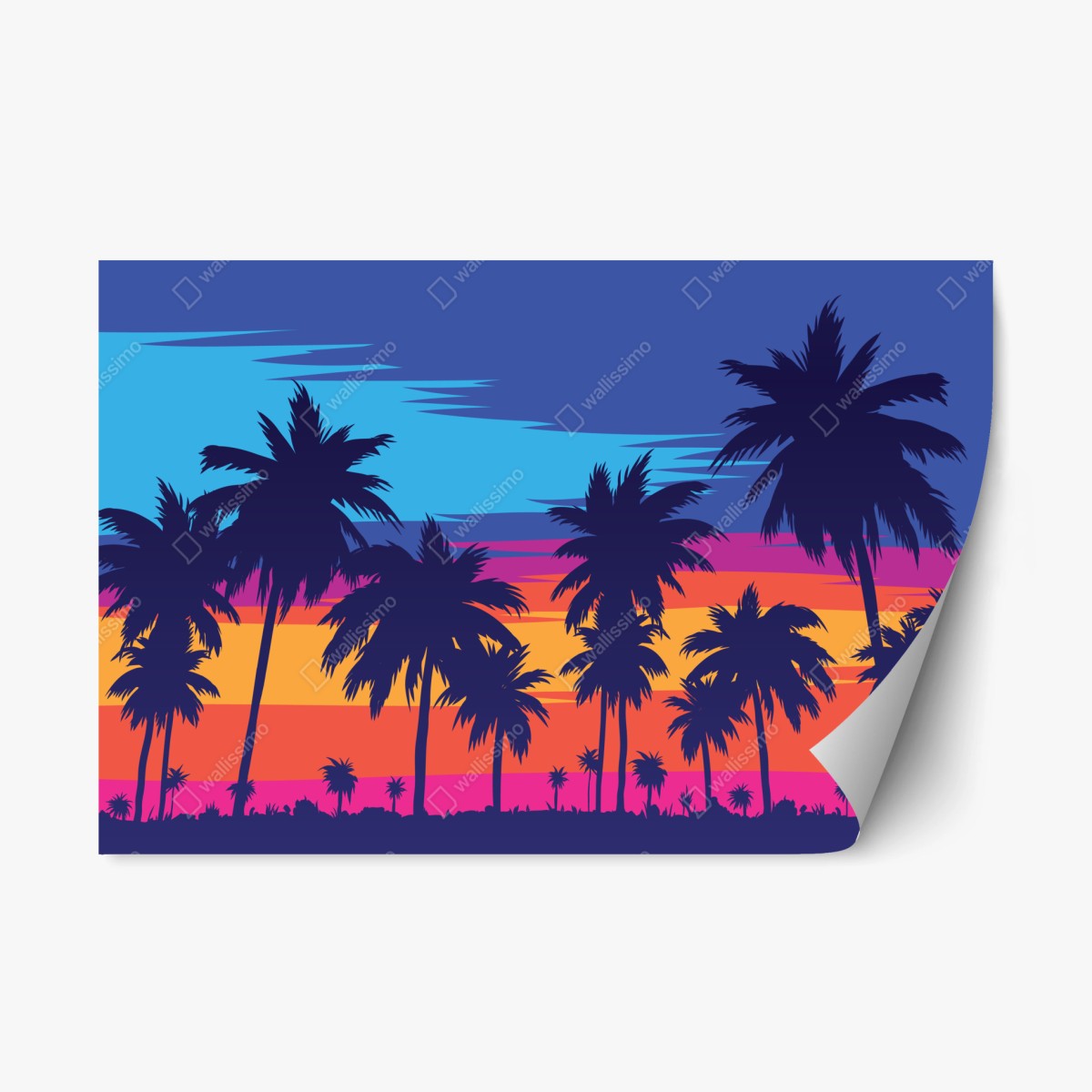 Repositionable sticker vibrant tropical sunset palms • Wallissimo® Repositionable sticker vibrant tropical sunset palms • Wallissimo®