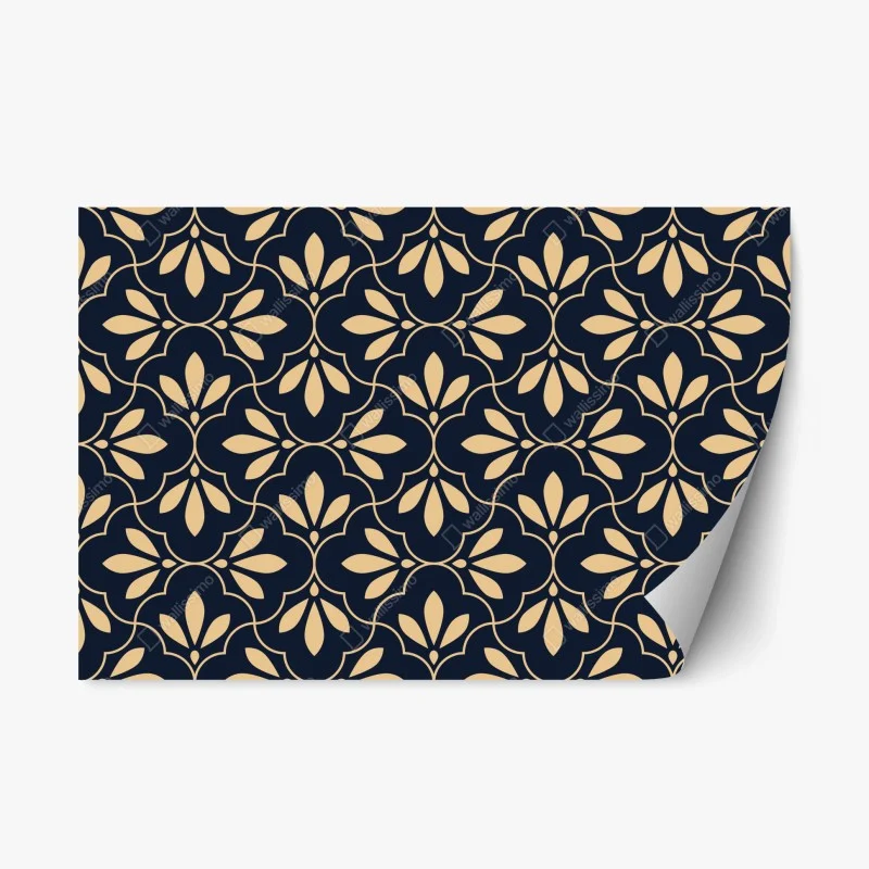 Repositionable sticker navy and beige ornamental pattern