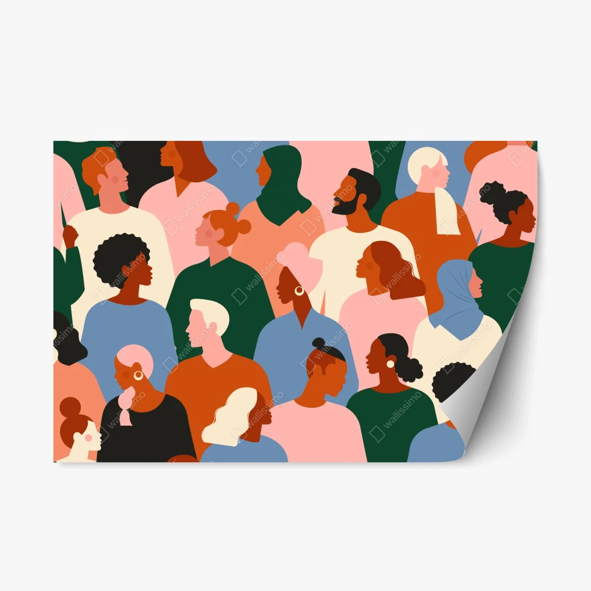 Repositionable sticker diverse community portrait pattern • Wallissimo® Repositionable sticker diverse community portrait pattern • Wallissimo®