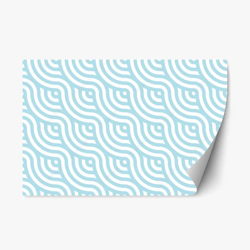 Repositionable sticker soft turquoise geometric wave pattern