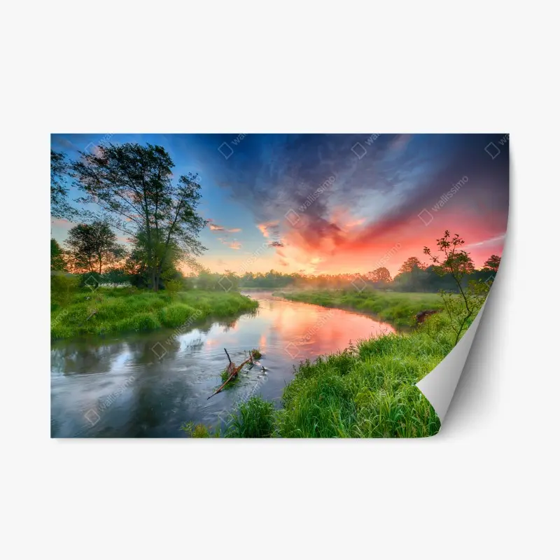 Repositionable sticker sunset pier at the harbor • Wallissimo®