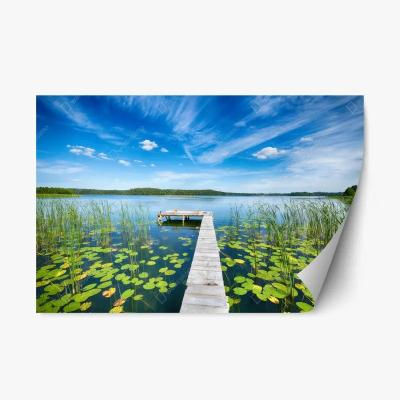Repositionable sticker Masuria lakeside pier in summer