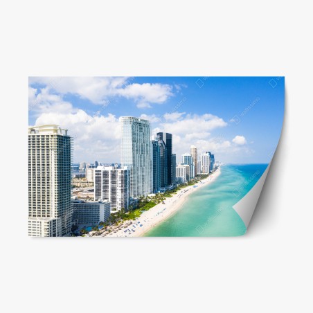 Repositionable sticker turquoise beachfront skyline • Wallissimo®