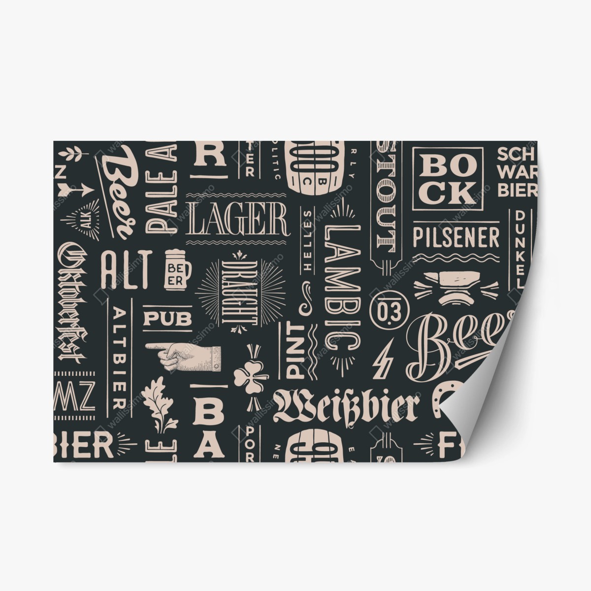 Repositionable sticker vintage beer label collage • Wallissimo® Repositionable sticker vintage beer label collage • Wallissimo®