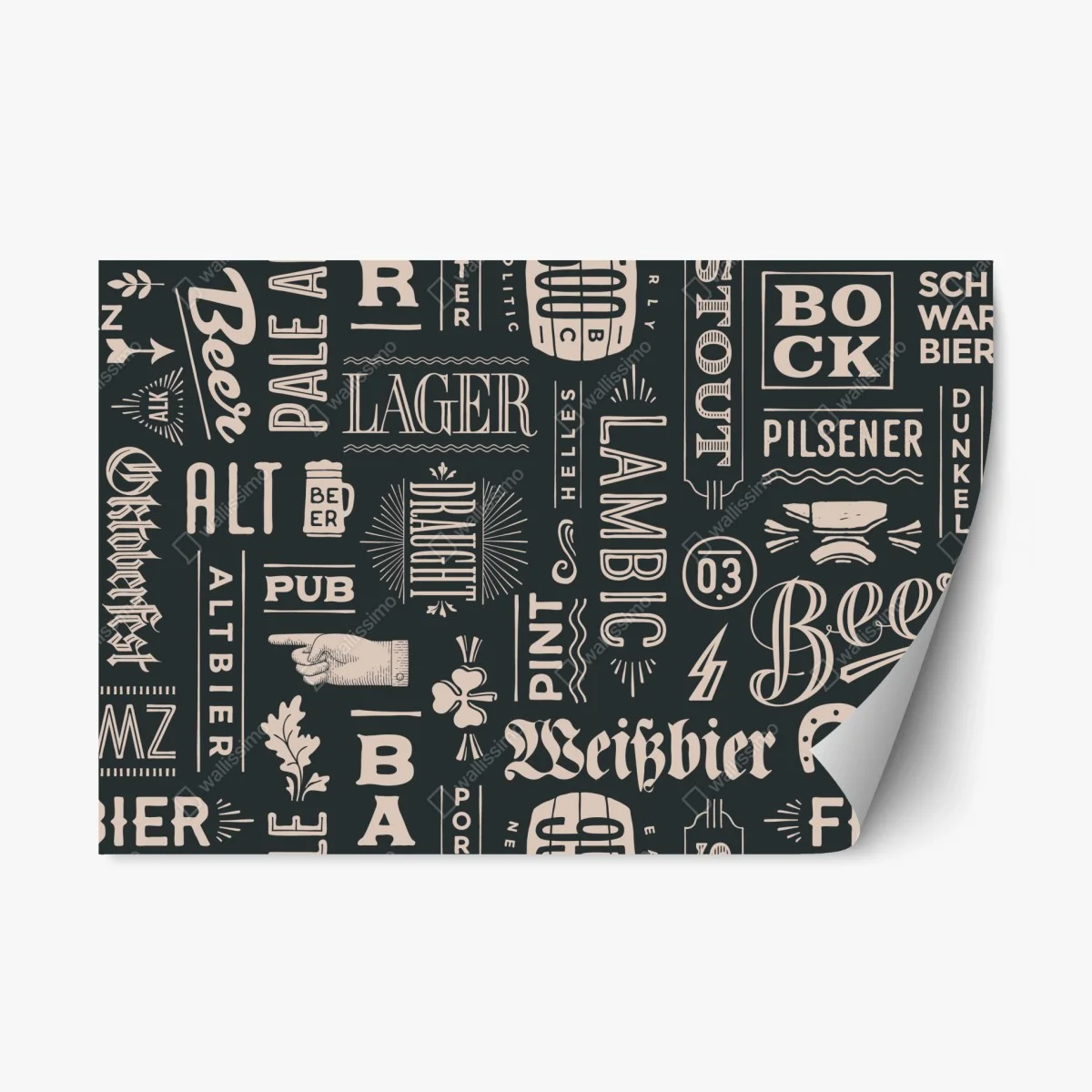 Repositionable sticker vintage beer label collage ⁕ Wallissimo® Repositionable sticker vintage beer label collage ⁕ Wallissimo®