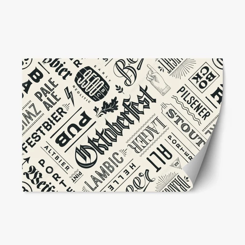 Repositionable sticker vintage beer label typography pattern