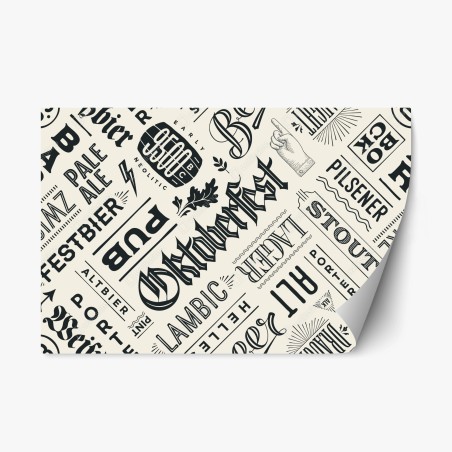 Repositionable sticker vintage beer label typography pattern • Wallissimo®