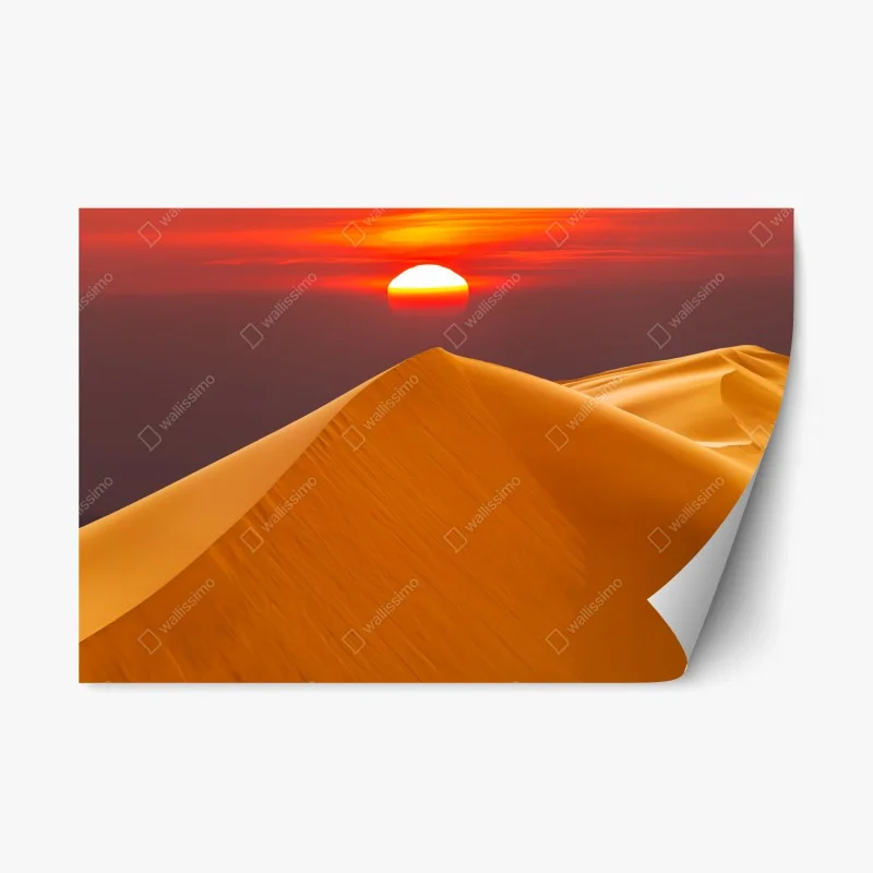 Repositionable sticker golden desert sunset over sand dunes