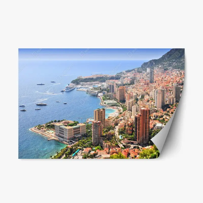 Repositionable sticker sunlit mediterranean city skyline