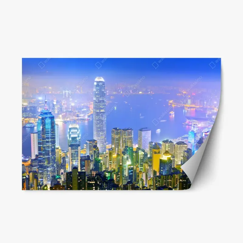 Repositionable sticker hong kong skyline at night