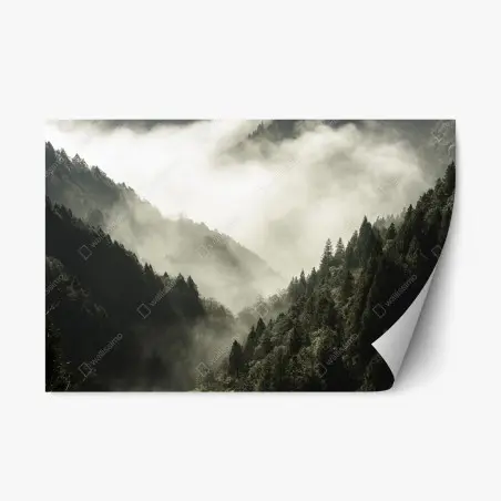 Repositionable sticker misty mountain valley • Wallissimo®