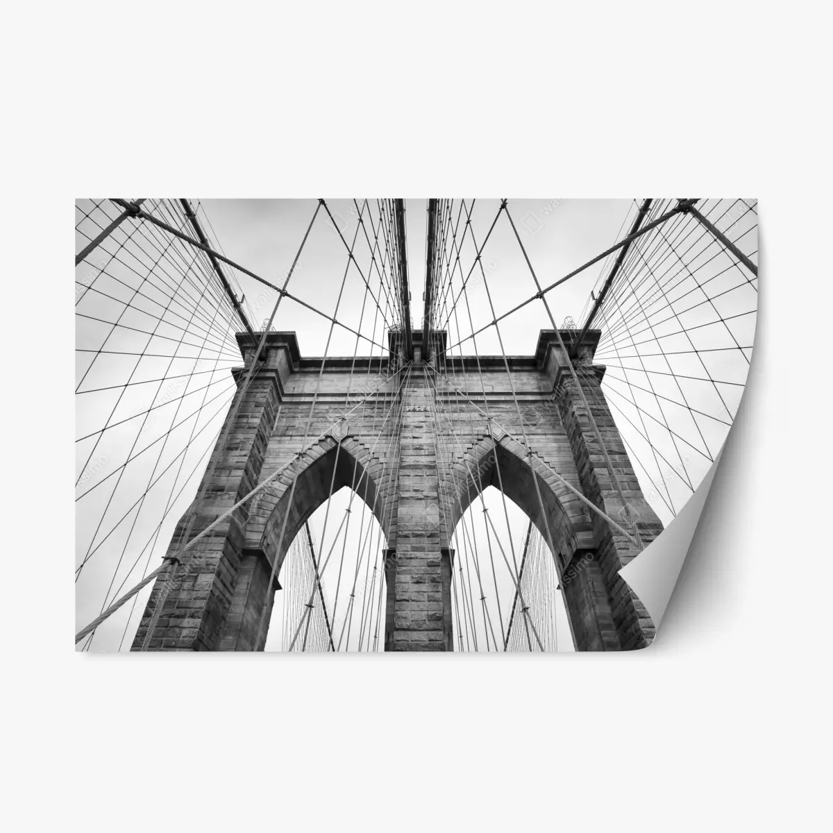 Repositionable sticker monochrome suspension bridge architecture • Wallissimo® Repositionable sticker monochrome suspension bridge architecture • Wallissimo®
