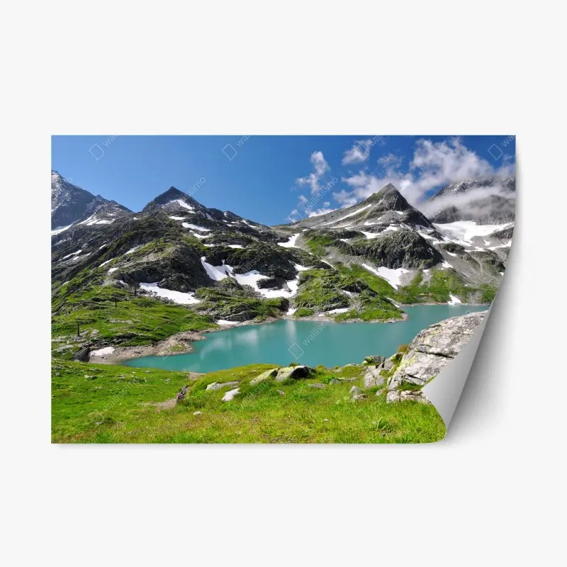 Repositionable sticker alpine turquoise mountain lake panorama ⁕ Wallissimo® Repositionable sticker alpine turquoise mountain lake panorama ⁕ Wallissimo®