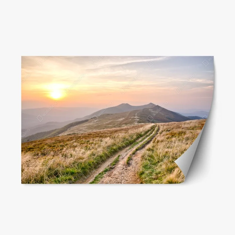 Repositionable sticker golden mountain trail at sunset ⁕ Wallissimo® Repositionable sticker golden mountain trail at sunset ⁕ Wallissimo®