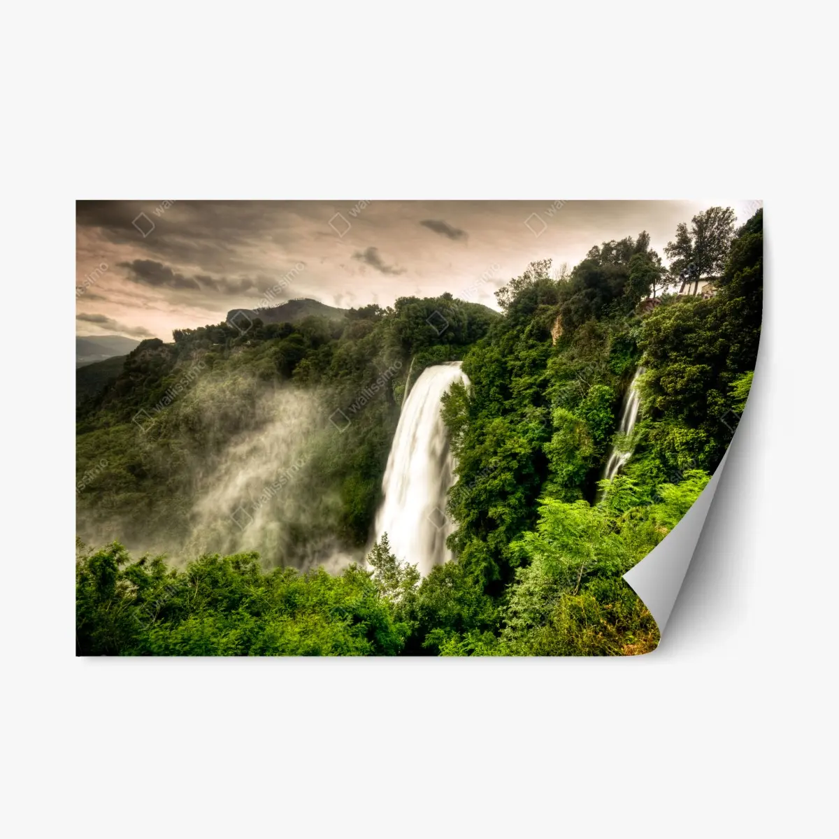 Repositionable sticker Marmore waterfalls, Umbria: misty green landscape • Wallissimo® Repositionable sticker Marmore waterfalls, Umbria: misty green landscape • Wallissimo®