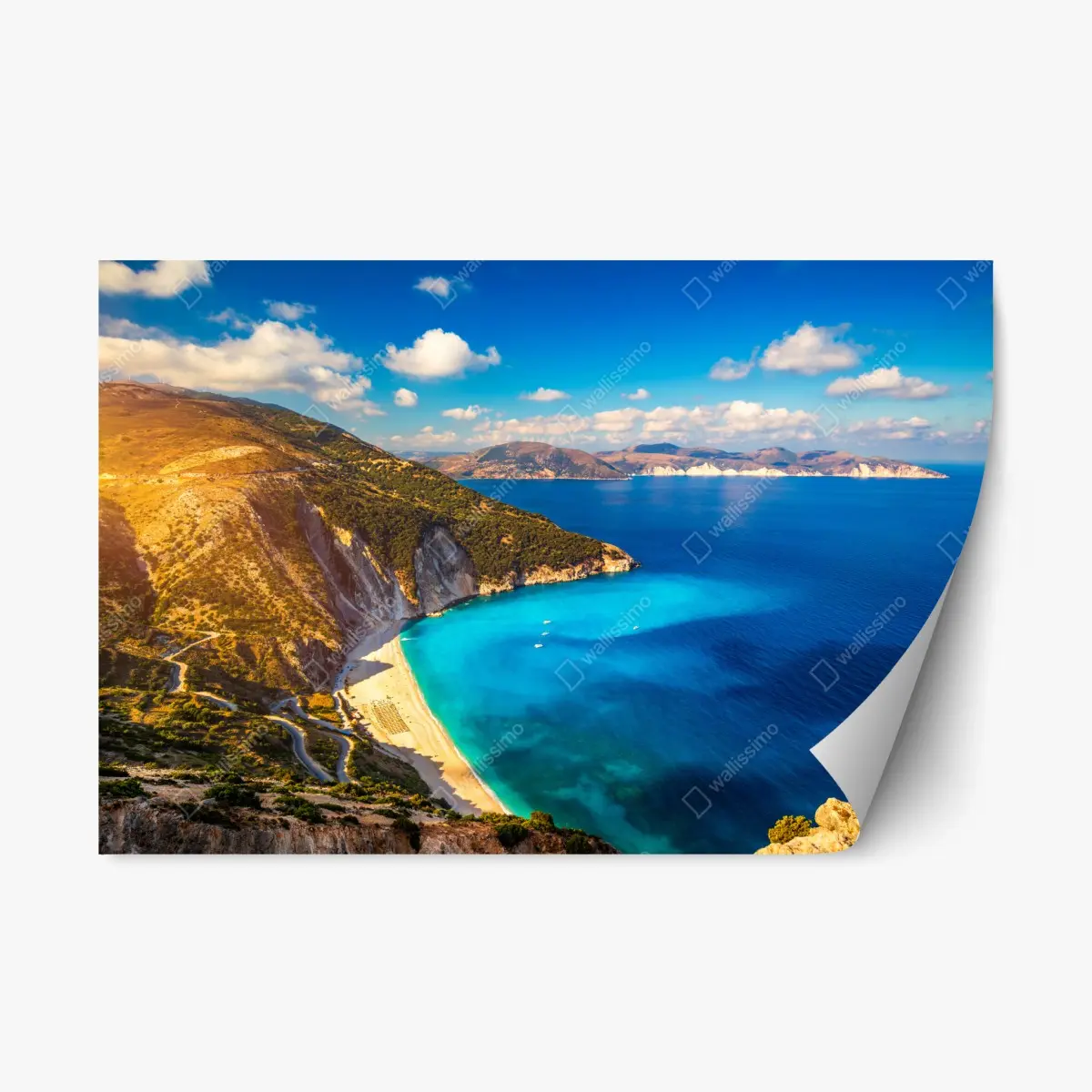Repositionable sticker sunlit Myrtos beach overlook, Kefalonia ⁕ Wallissimo® Repositionable sticker sunlit Myrtos beach overlook, Kefalonia ⁕ Wallissimo®
