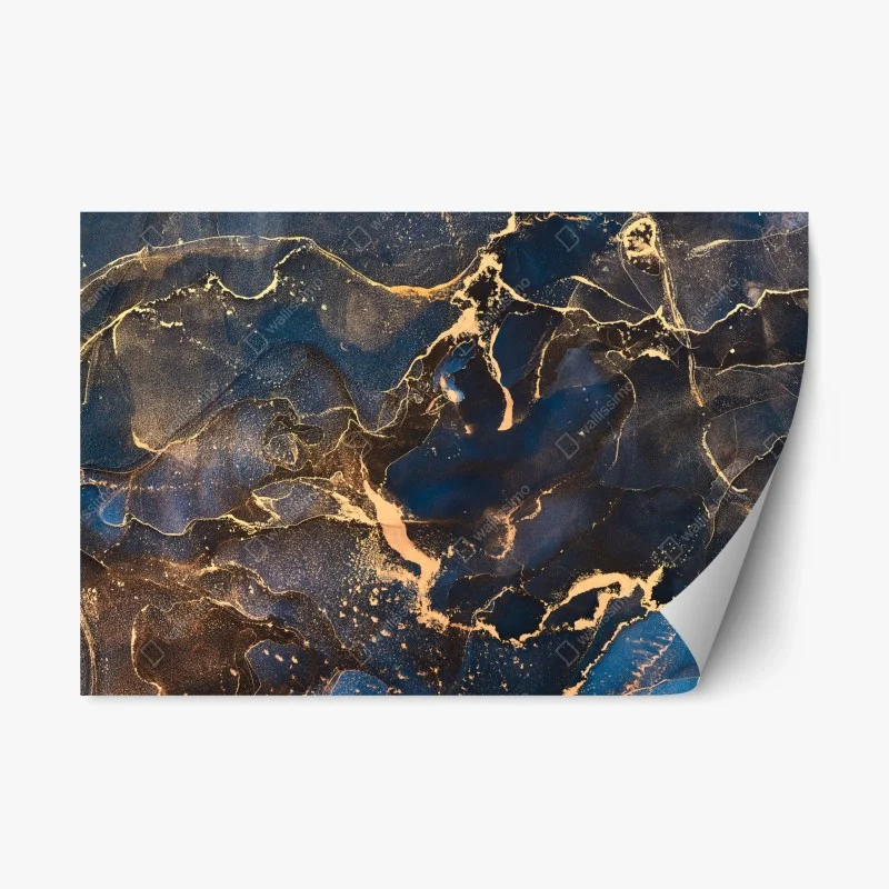 Repositionable sticker midnight marble with golden veins