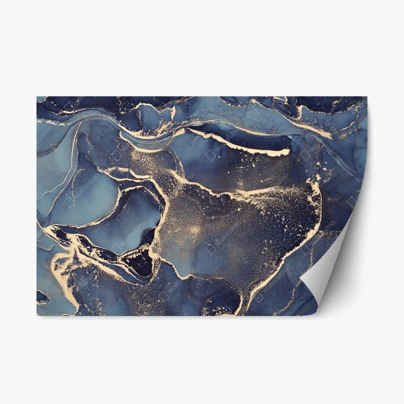 Repositionable sticker dreamy navy and gold fluid art
