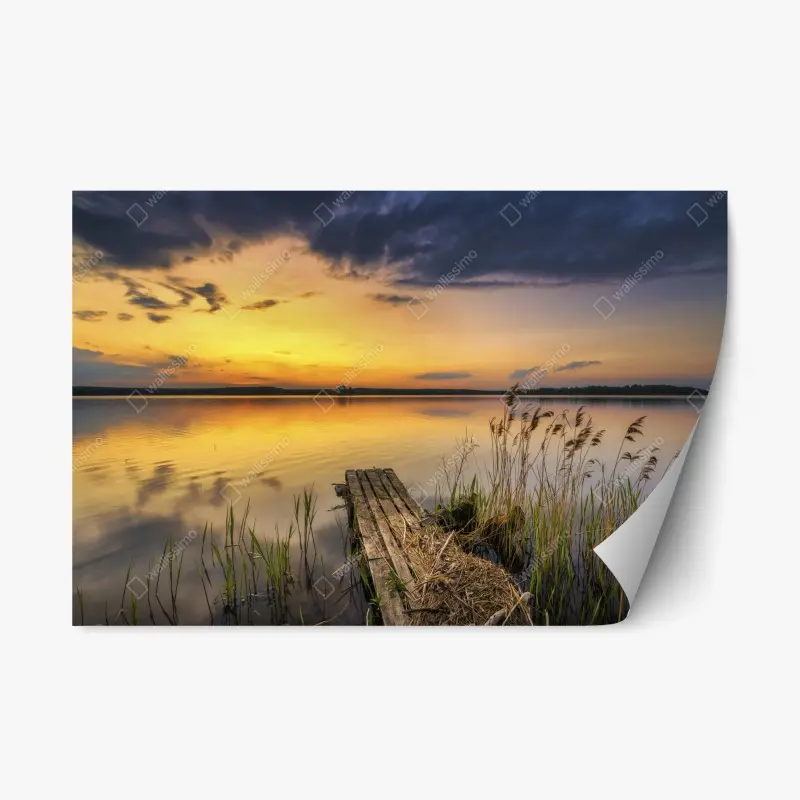 Repositionable sticker golden leaf line art pattern • Wallissimo®