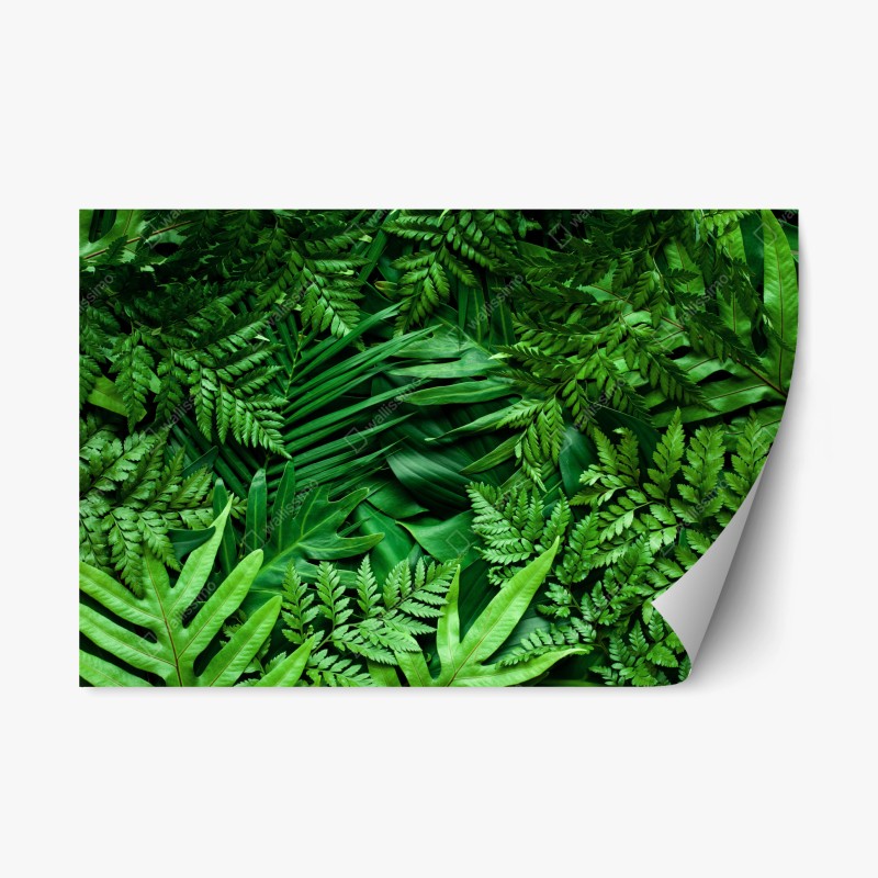 Repositionable sticker lush green foliage pattern